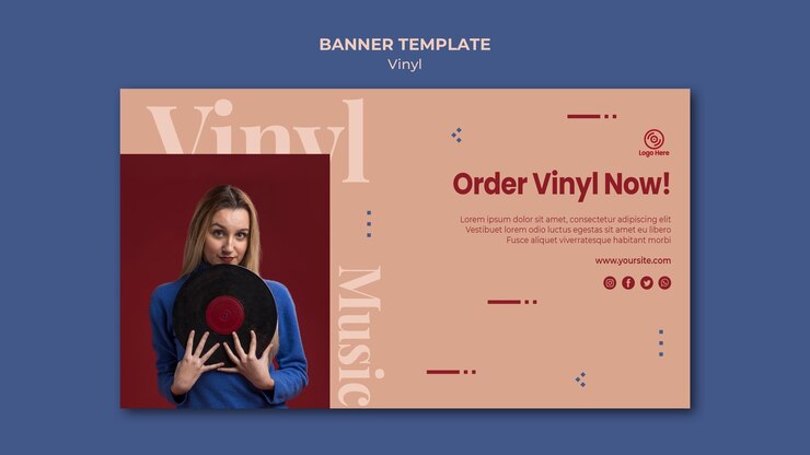 PSD gratuito pedir vinilo ahora plantilla de banner