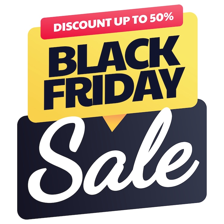 PSD gratuito pegatina con diseño de black friday