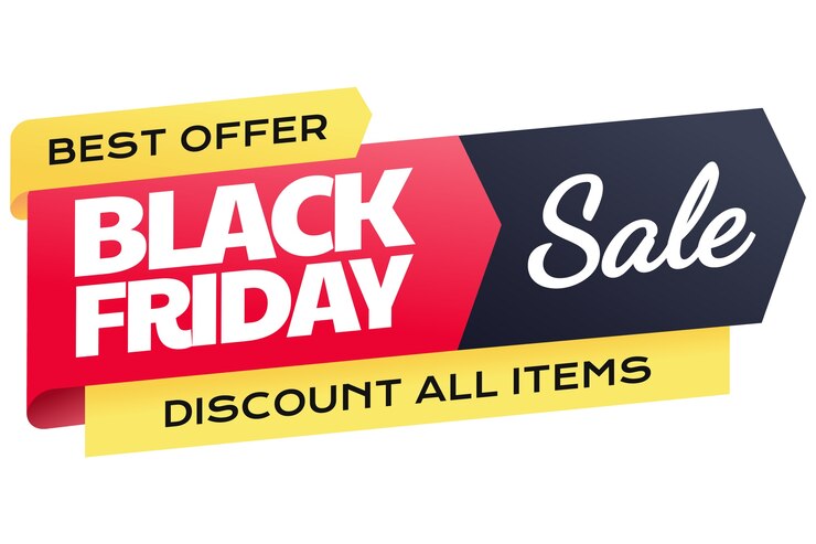 PSD gratuito pegatina con diseño de black friday