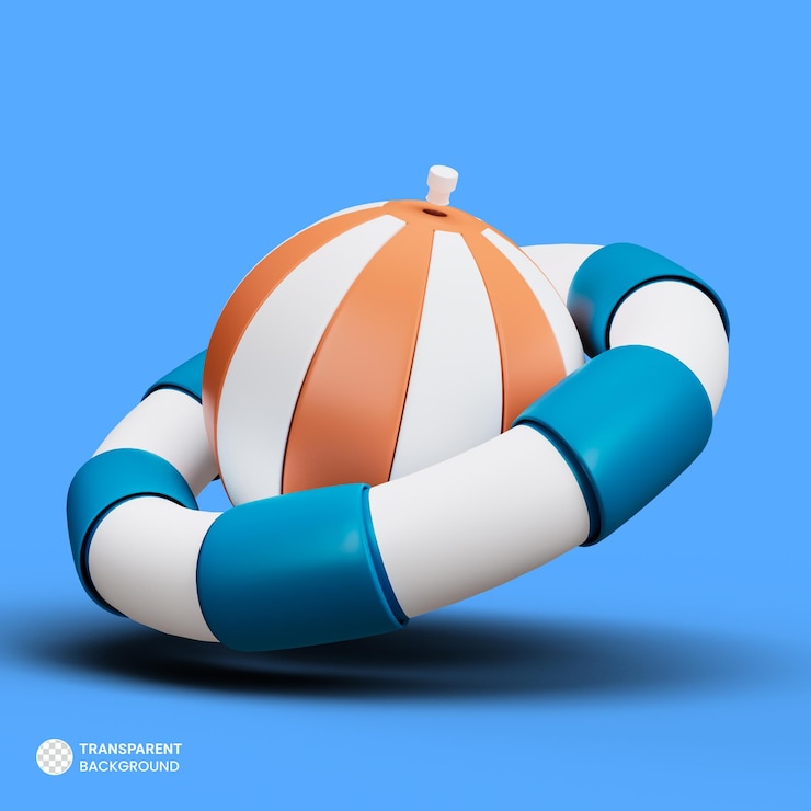 PSD gratuito pelota de playa y salvavidas icono aislado 3d render ilustración