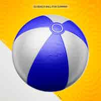 PSD gratuito pelota de playa de verano blanca con azul oscuro