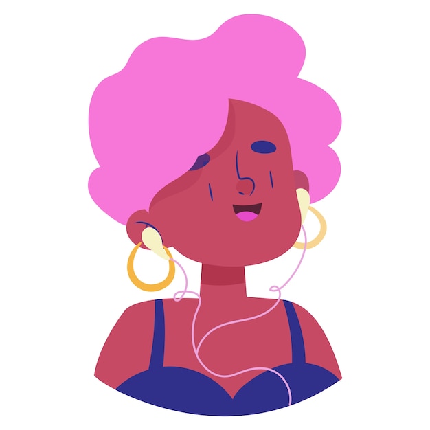 Persona dibujada a mano escuchando música