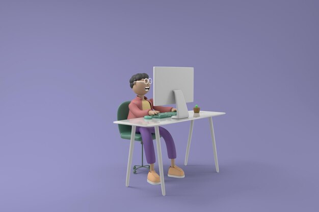 Personaggio 3D giovane con il concetto di business