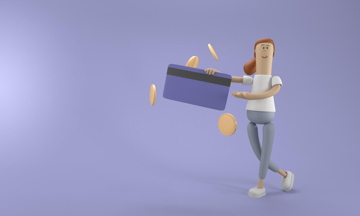 PSD gratuito personaggio 3d giovane donna nel concetto di affari