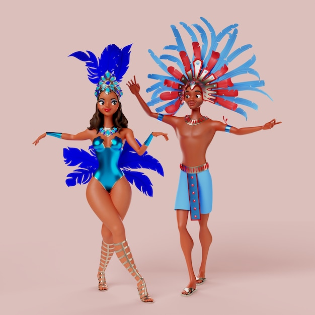 PSD gratuito personaje de bailarines de carnaval brasileños