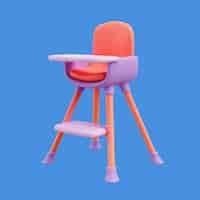 PSD gratuito personaje de bebé 3d con silla de alimentación