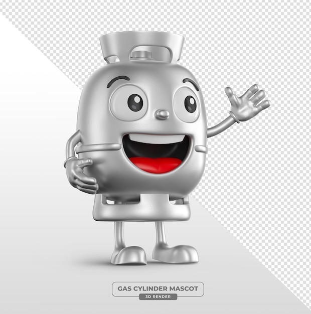 El personaje del cilindro de gas sonriente Render 3D de dibujos animados
