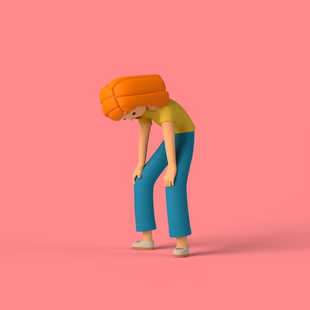 Personaje de niña 3D tomando un descanso