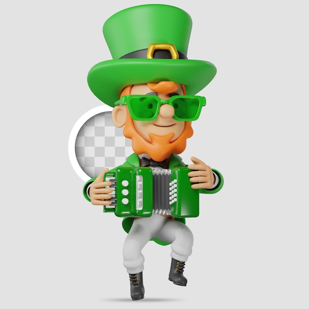 PSD gratuito el personaje de san patricio con acordeón