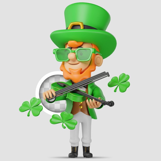 PSD gratuito personaje de san patricio con violín