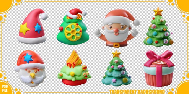 Personajes y decoraciones festivas de Navidad de estilo colorido