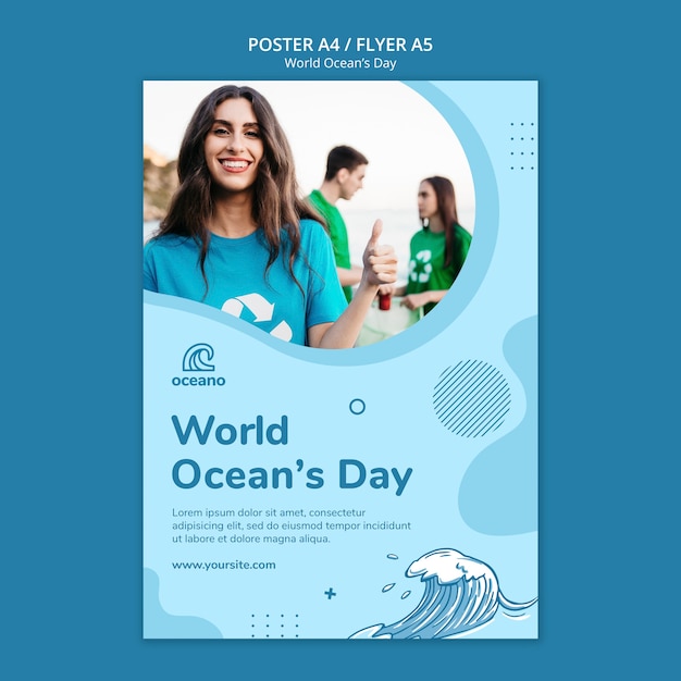 Persone che puliscono il modello di poster delle spiagge