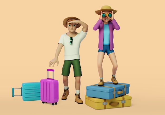 Persone che viaggiano con bagagli