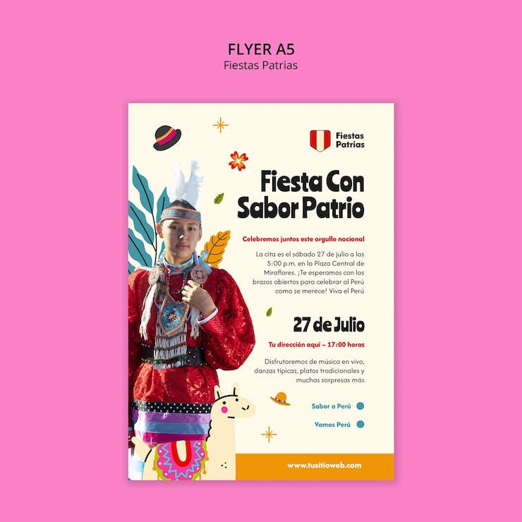 PSD gratuito peruvian independence day celebration flyer