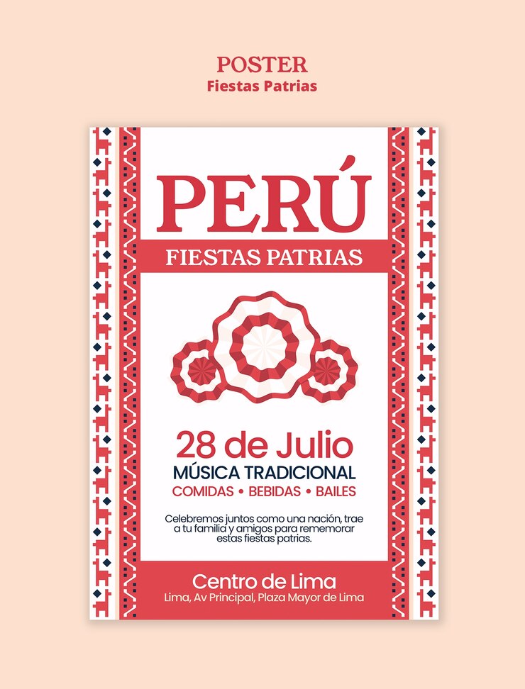 PSD gratuito peruvian independence day celebration poster