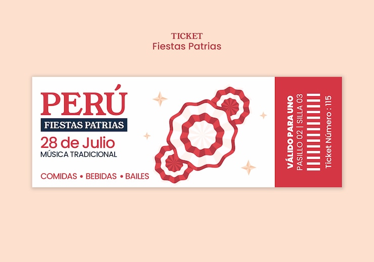 PSD gratuito peruvian independence day ticket