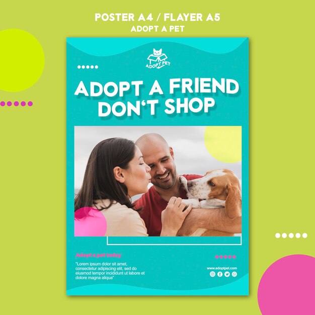 Pet adoptie poster sjabloon thema