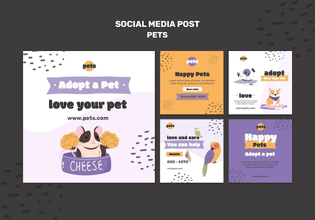 Gratis PSD pet adoptie sociale media-berichten