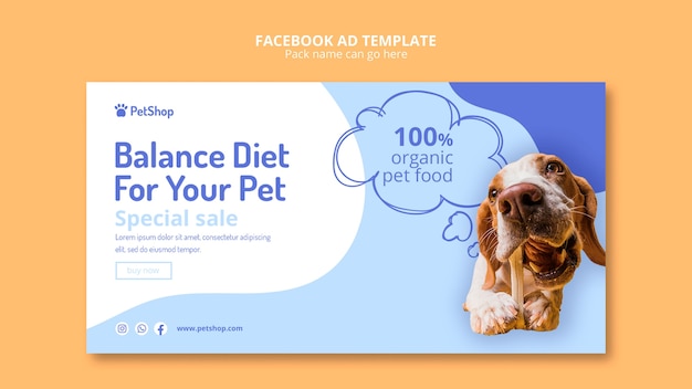 Pet food shop zakelijke social media promo sjabloon