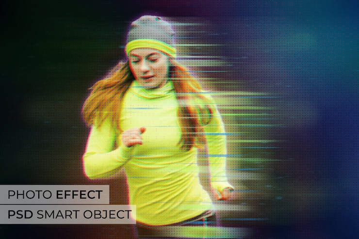 PSD Gratis photo effect hologram design