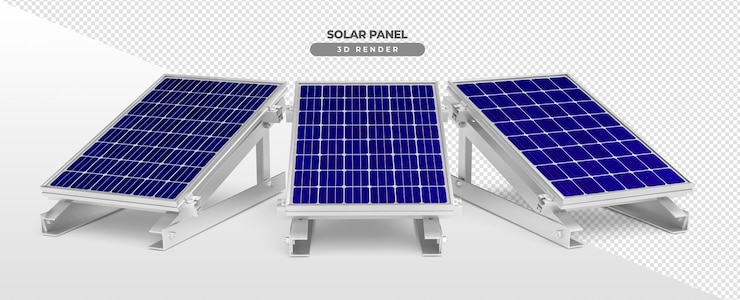 Piastre a energia solare su base in alluminio per rendering realistico 3d a pavimento
