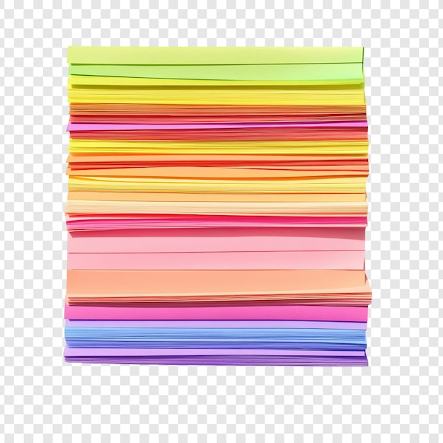Una pila de papeles de colores vibrantes