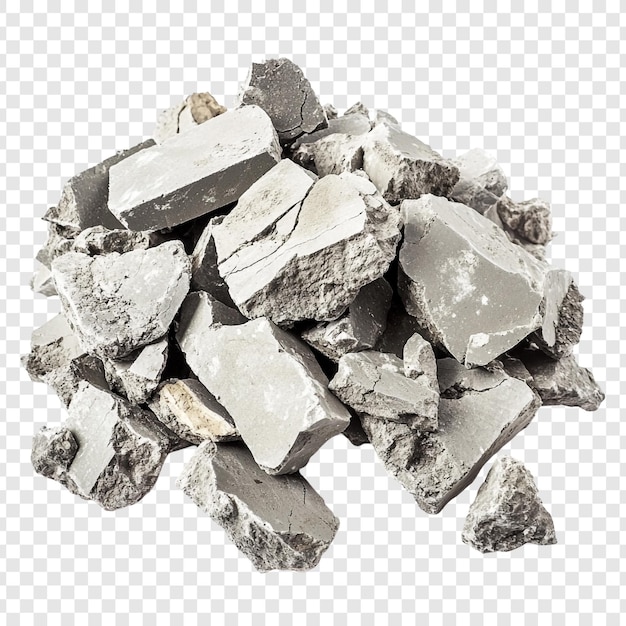 Una pila de piezas de hormigón rotas, escombros de construcción, fragmentos grises, textura áspera, vista de cerca