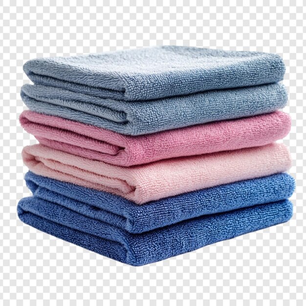 Una pila de toallas suaves Toallas de baño azules y rosas