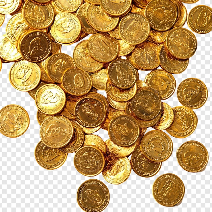 PSD Gratis pile of gold coins fortune wealth and prosperity