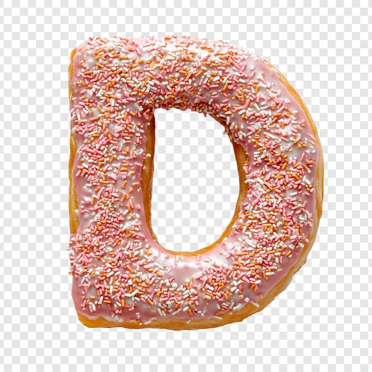PSD Gratis pink donut shaped like the letter d