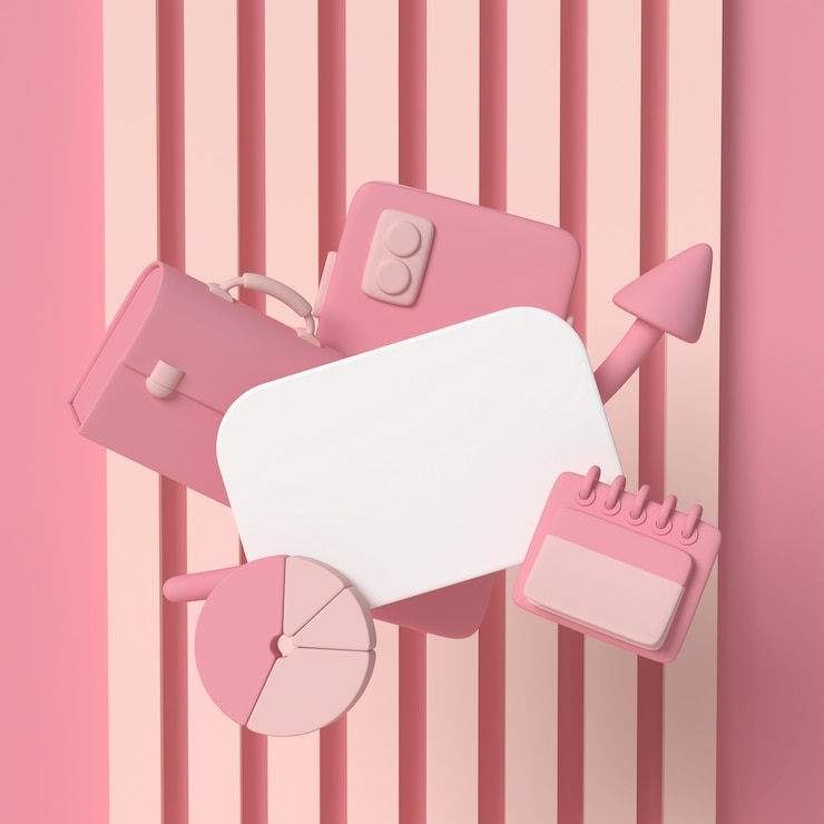 PSD Gratis pink travel objects