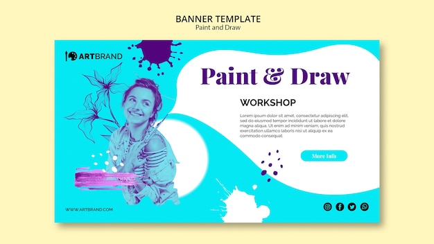 PSD gratuito pintar y dibujar plantilla de banner de taller