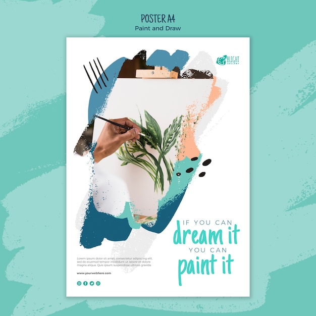 PSD gratuito pintar y dibujar plantilla de póster