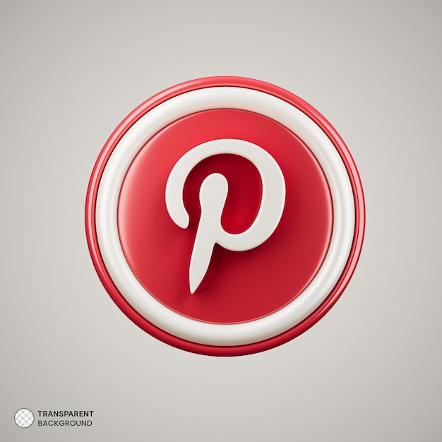 Pinterest logo 3d icono de redes sociales aislado