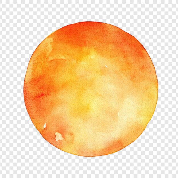 Pintura abstracta en círculo de acuarela naranja