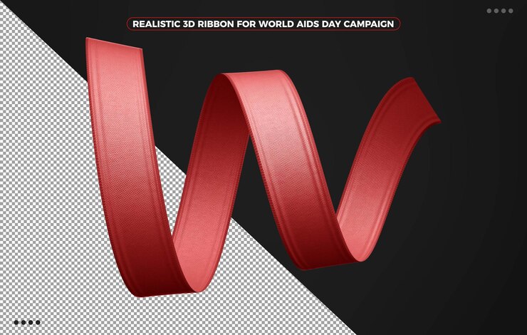 PSD Gratis pita 3d realistis untuk kampanye hari aids sedunia