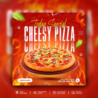 Pizza eten menu en restaurant sociale media instagram vierkante postsjabloon banner