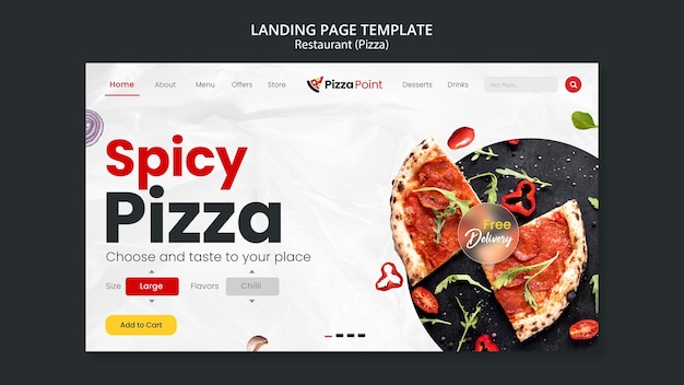 Gratis PSD pizza restaurant bestemmingspagina sjabloon