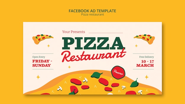 Gratis PSD pizza restaurant facebook-sjabloon