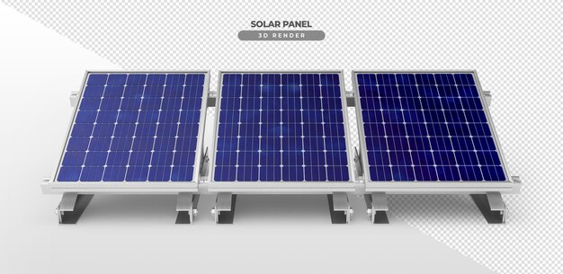 Placas de energía solar sobre base de aluminio renderizado 3d realista