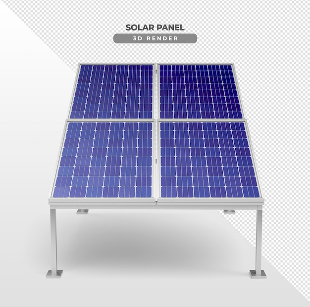 Placas de energía solar sobre base de aluminio para renderizado realista 3d de piso