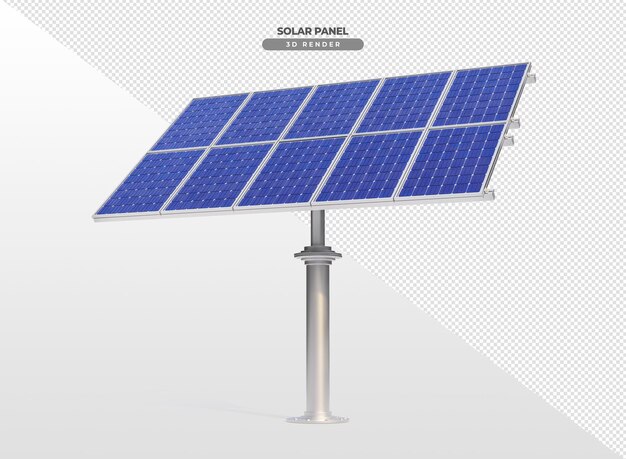 Placas de energía solar sobre base suspendida de aluminio renderizado realista en 3d
