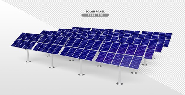 Placas de energía solar sobre base suspendida de aluminio renderizado realista en 3d
