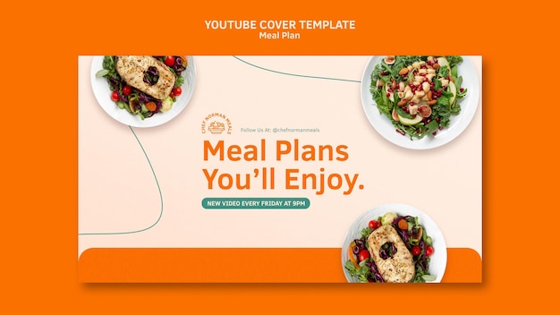 PSD gratuito planes de comidas portada de youtube