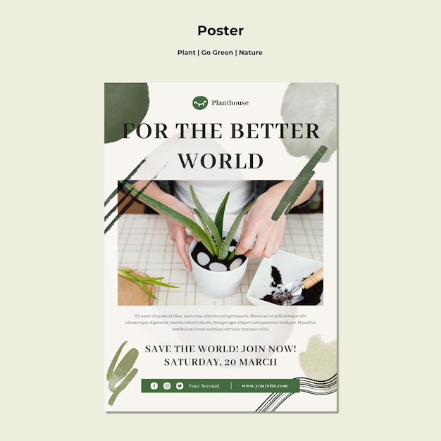 Gratis PSD plant go green nature poster