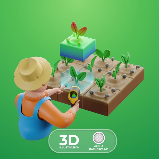 Plant stress monitoring via thermal imaging camera 3D illustration