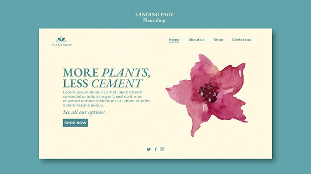 Gratis PSD plant winkel sjabloonontwerp