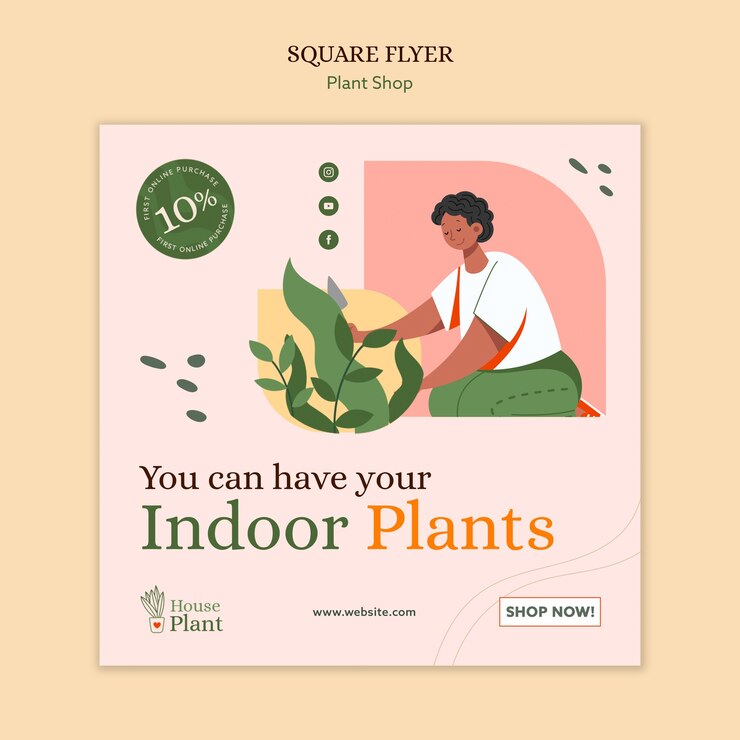 Gratis PSD plant winkel vierkante folder sjabloon