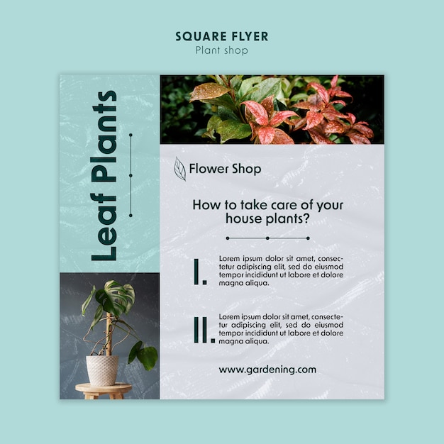 Gratis PSD plant winkel vierkante folder sjabloon