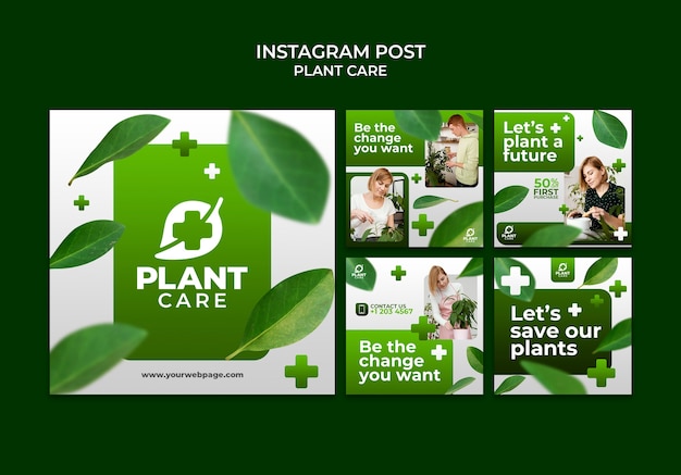 Gratis PSD plantenverzorging instagramberichten